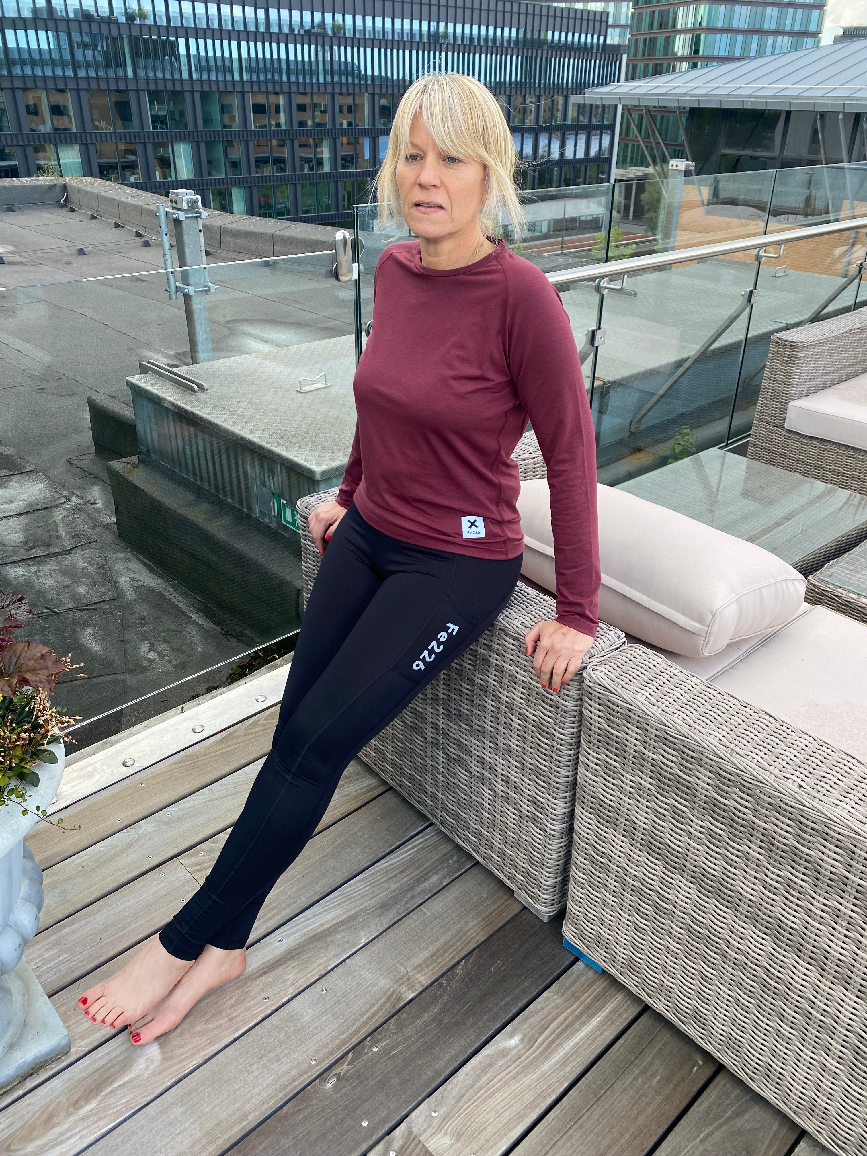 Damen Laufshirts Langarm, Burgund