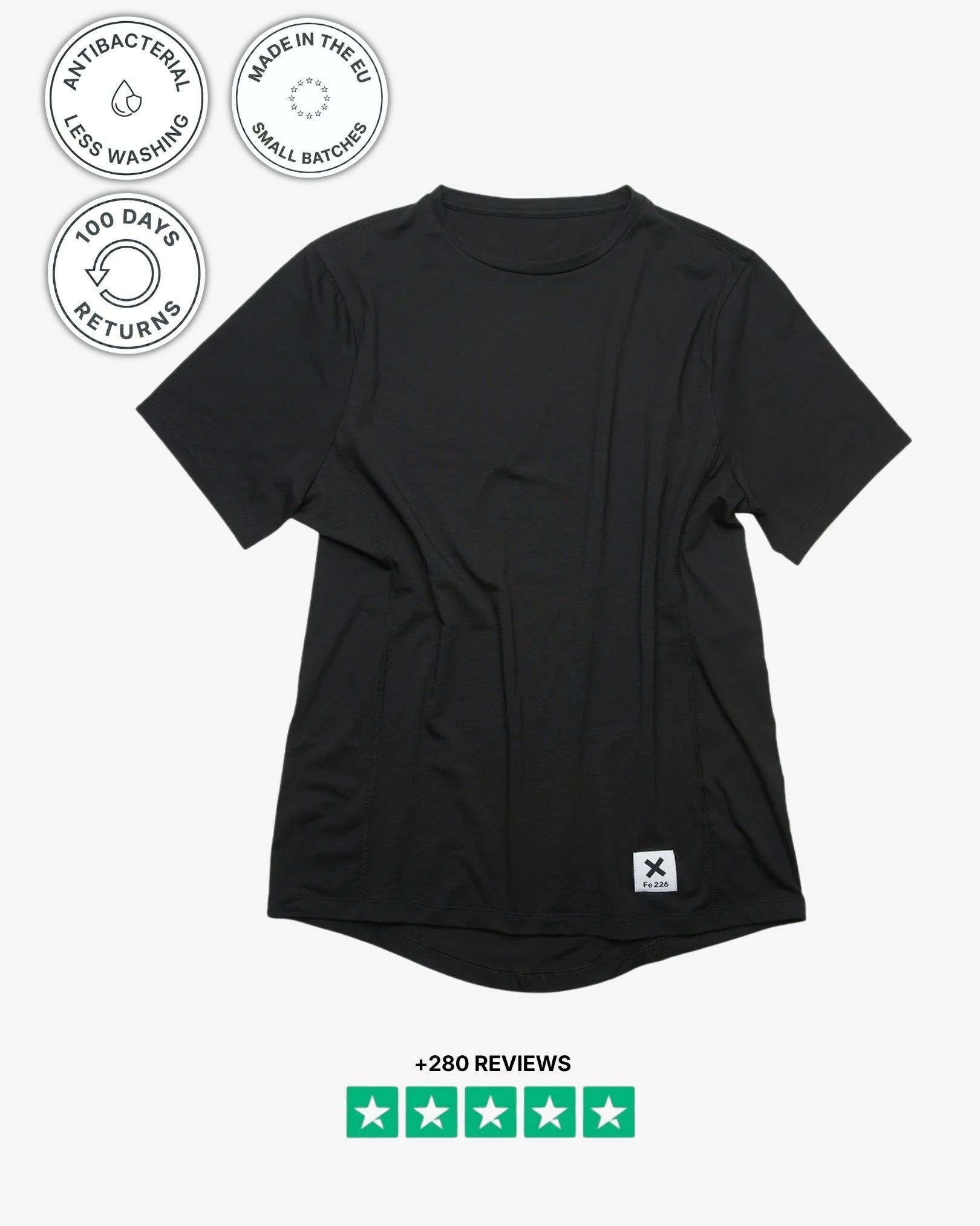 4-Panel Running T-shirt, Carbon Black