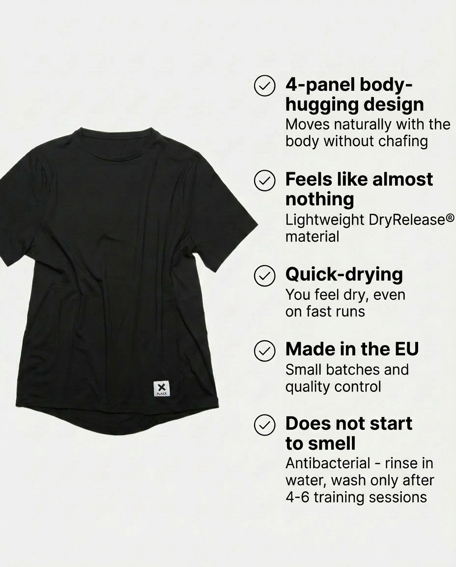 4-Panel Running T-shirt, Carbon Black